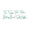 Green script text listing various food items including Tea Sugar Rice Pasta Baking Beans Salt Coffee