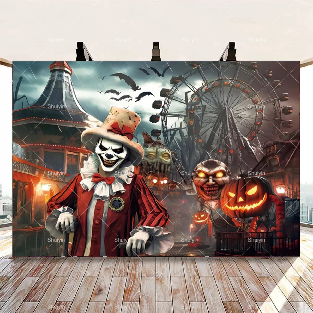 Evil Clown Circus Halloween Photography Backdrop