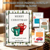 A spiral bound gift card book with a Christmas theme featuring a mug and festive greenery.