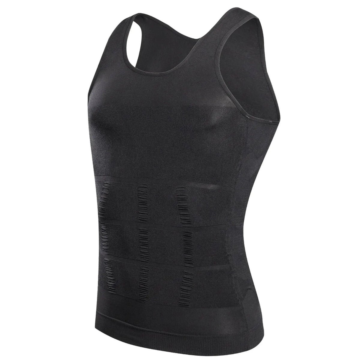 Black men's seamless compression tank top for waist and core shaping