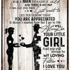 A vintage tin wall sign featuring silhouettes of a father and daughter with text that reads To My Dad You are appreciated I w