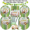 Jungle safari birthday party tableware set including plates cups napkins and straws
