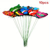 A set of ten colorful decorative butterfly garden stakes with vibrant wings.