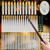 A set of white floating candles and a magic wand remote are displayed against a dark background.
