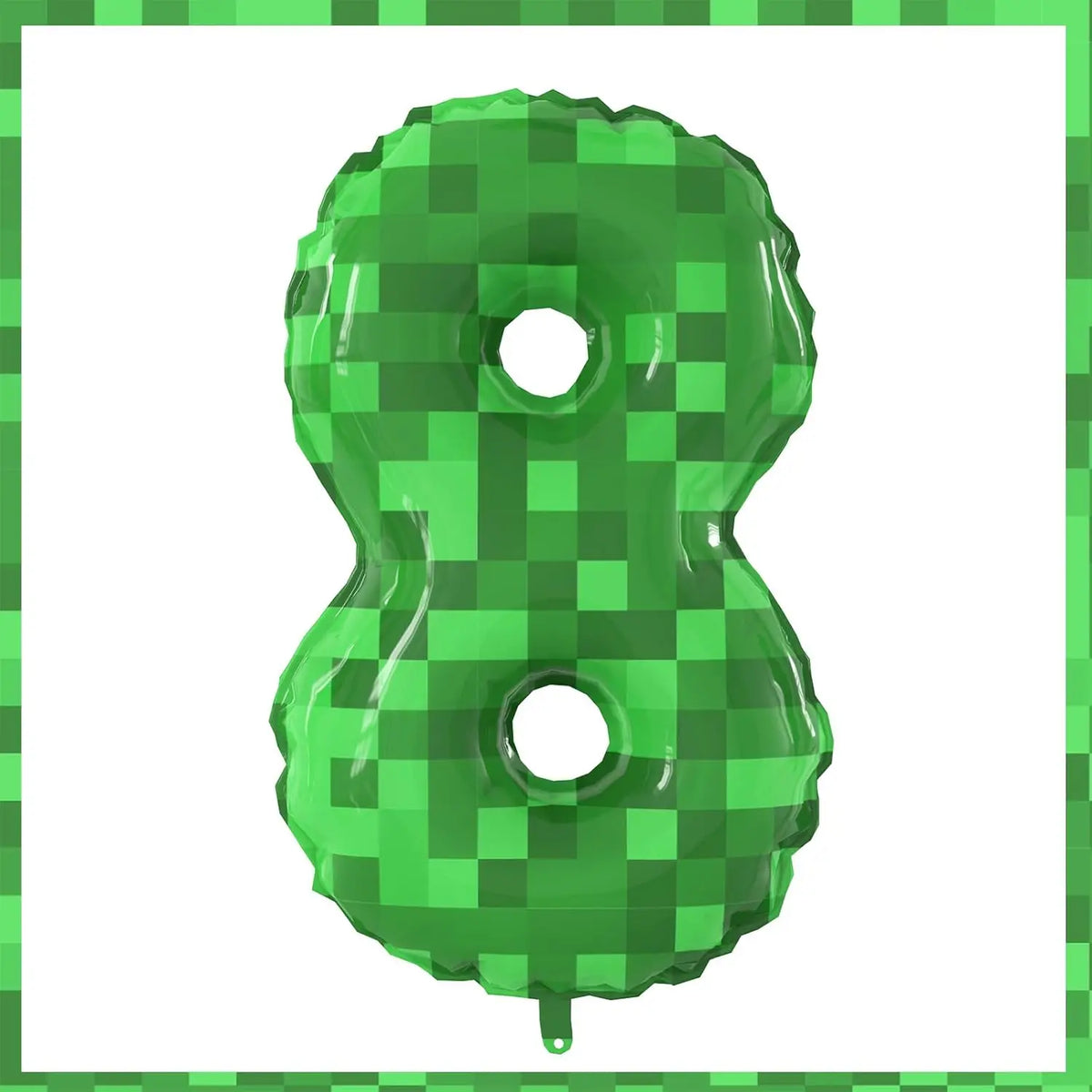 Giant Green Pixel Number Foil Balloon for Birthday Parties