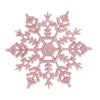 A pink glitter snowflake ornament.