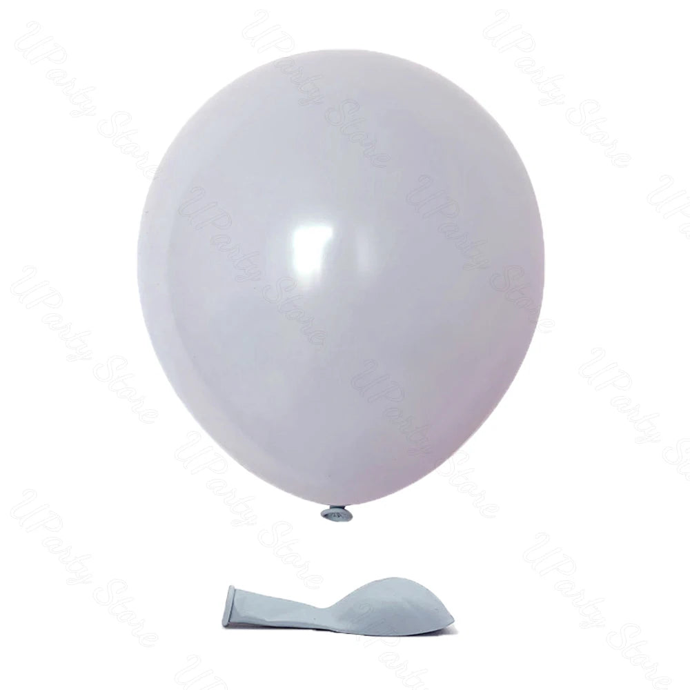 A single, round, white latex balloon is shown against a white background.