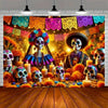 Day of the Dead Skeleton Carnival Backdrop for Halloween Party Decorations
