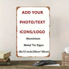 A rectangular aluminum metal sign template with a distressed border, ready for adding photo or text icons.