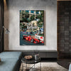 A canvas art print depicting a vintage Formula 1 race car on the Monaco track.