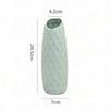 A tall, light green textured plastic vase with a narrow opening.