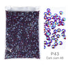 Pack of P43 Dark Siam AB glass rhinestones in various sizes