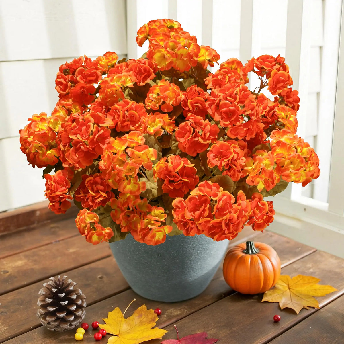 Artificial Geranium Flowers for Outdoor Autumn Decor