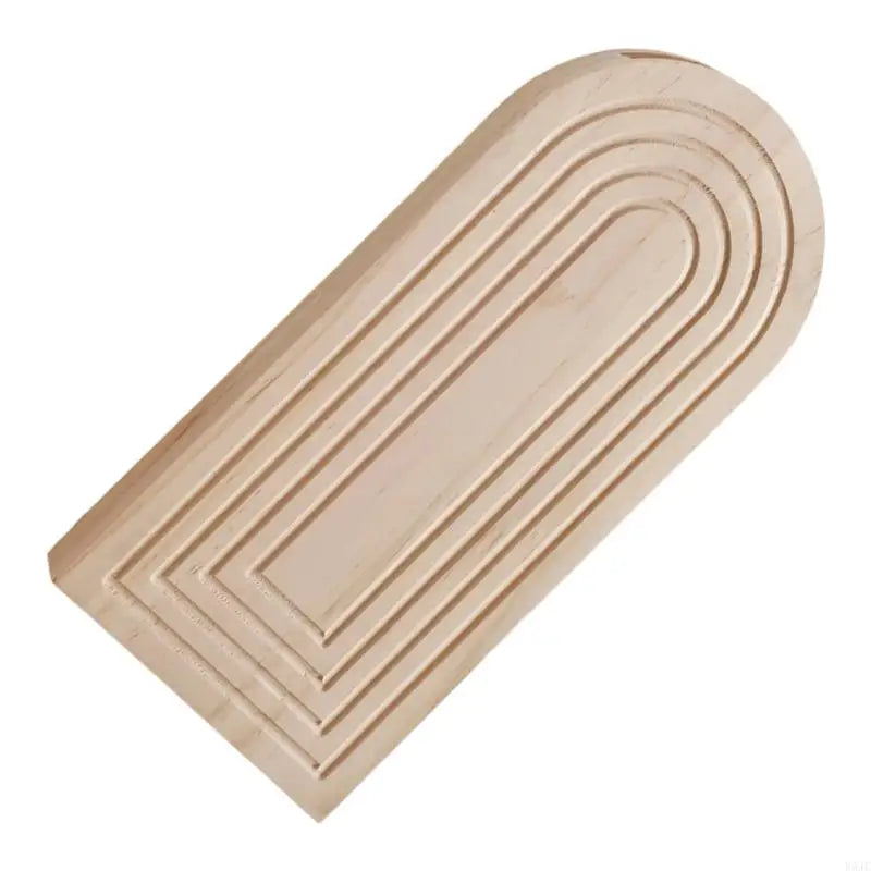 Light wood wall planter with a curved, ribbed design.
