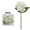 White realistic latex hydrangea artificial flowers on a green stem and leaf