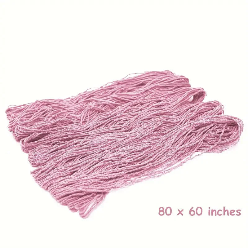Adornos de redes de pesca decorativas rosadas hechas de hilo o cuerda