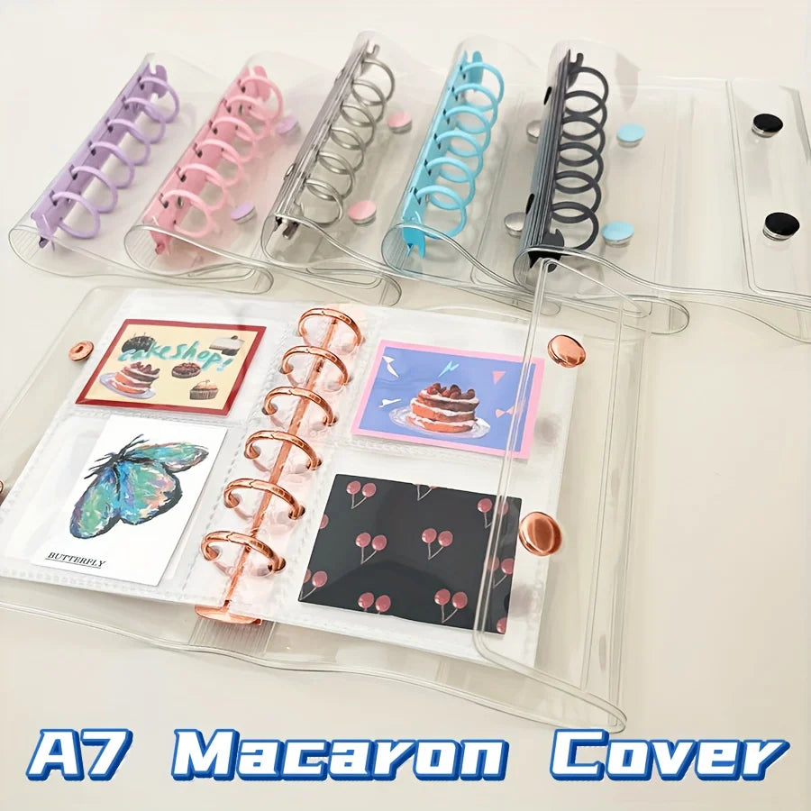 A set of pastel macaron covers in various colors and designs for organizing K-Pop collectibles.