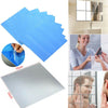 A set of blue acrylic mirror mosaic tiles and a square white tile are shown with close-ups.