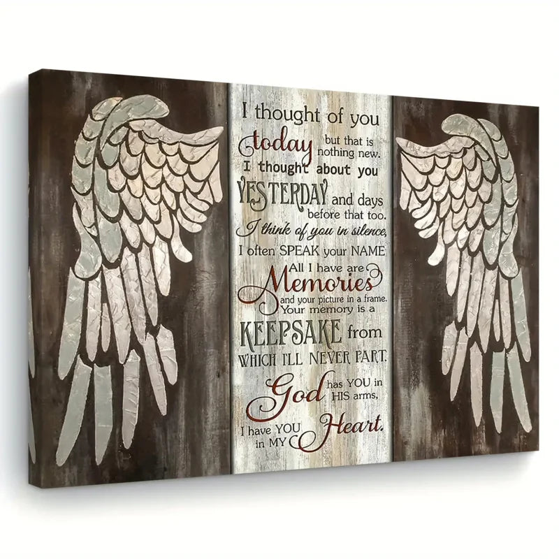 Farmhouse wing wooden frame wall art featuring text about memories and God's heart