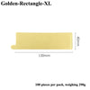 A rectangular, pale yellow dessert cake board labeled Golden-Rectangle-XL, measuring 130mm long and 40mm high.