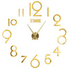 A modern 3D acrylic wall clock showing the time, with DIY sticker numbers marking the hours.