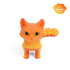 An orange 3D printed cat figurine with an articulated tail.