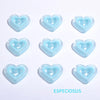 Six light blue heart-shaped acrylic charms arranged in a grid.