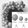 Gray balloon garland arch kit featuring balloons in various sizes and a clear tape.