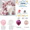 A balloon combination kit featuring pink and purple balloons, including a garland, chain, and assorted sizes for party decora