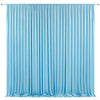 Light blue pleated fabric drapery backdrop used for weddings and parties