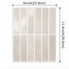 A set of nine rectangular, self-adhesive heat resistant wall tiles in a beige or light tan color.