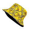 Yellow duck print reversible bucket hat