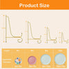 Diagram showing the size of metal display easels for photos, plates, and collectibles in inches.