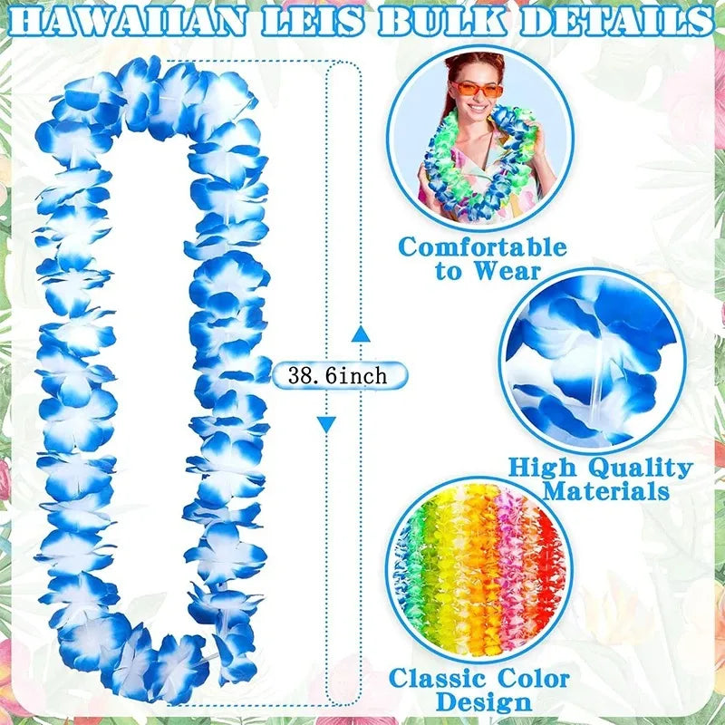 Details of a Hawaiian leis bulk order showing blue tropical flowers and high quality materials