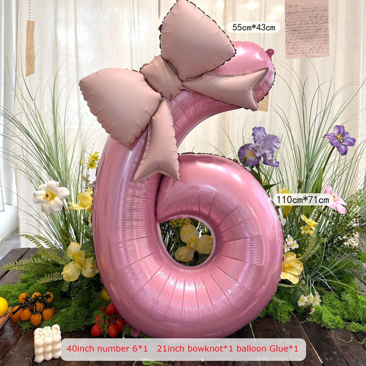 Pink Bowknot Number Foil Balloons – 40-Inch Party Decoration Set