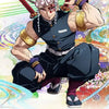 Anime style illustration of Kyojuro Rengoku with a determined expression and ornate clothing.