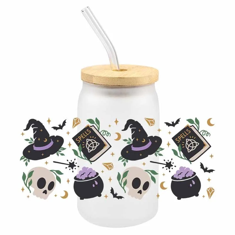 Halloween Spooky UV DTF Cup Wraps – 3D Cartoon Stickers