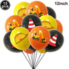 A set of 15 orange and yellow balloons shaped like construction vehicles for a birthday party.