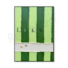Vertical canvas art featuring a green and white striped background with three figures playing golf.