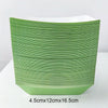 A stack of solid green disposable paper food trays, measuring 4.5cm by 12cm by 16.5cm.
