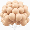 A bunch of light peach and beige pastel latex balloons tied together for party decorations.