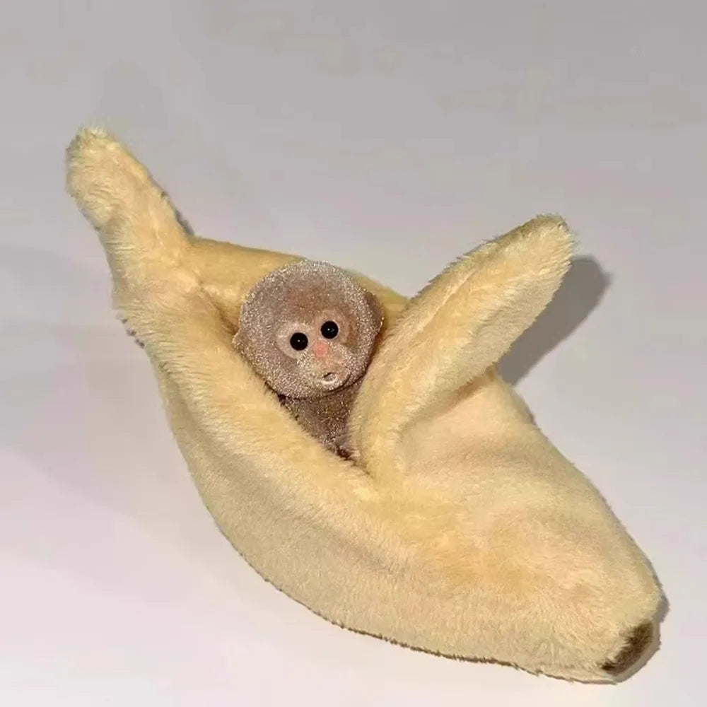 Adorable plush monkey with a soft banana sleeping bag