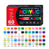 Box of 60 color acrylic brush markers with various colors and tips for DIY crafts