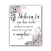 Modern scripture print featuring a purple flower and greenery with the text Dichosa tú que has creído porque lo que el Señor 