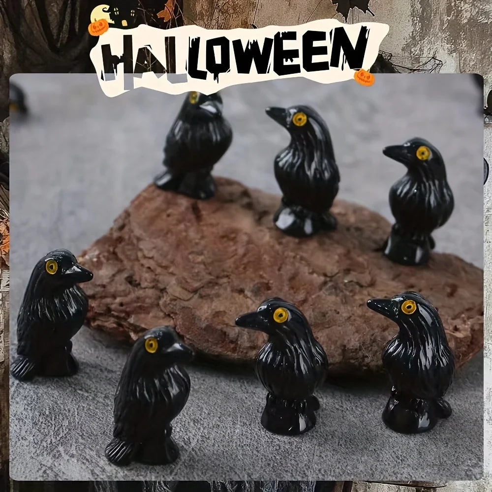 Miniature Crow Figurines for Gothic Fairy Garden Decor