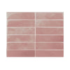 A grid of rectangular pink self-adhesive tile stickers for wall decoration.