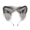 Gray faux fur fox ears headband with small pearl embellishments