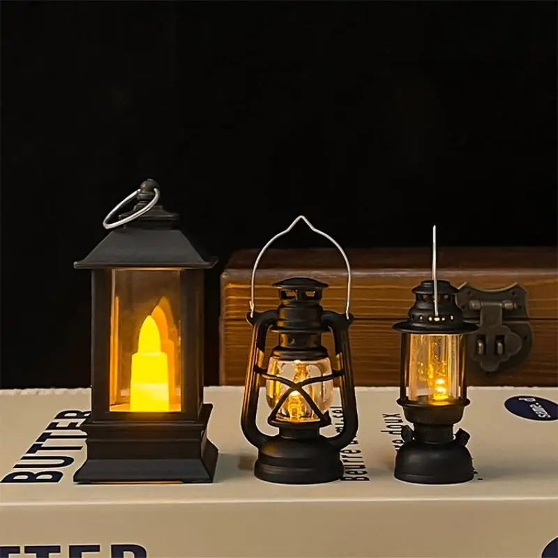 Vintage LED Glowing Lantern for Dollhouse & Night Light Decor