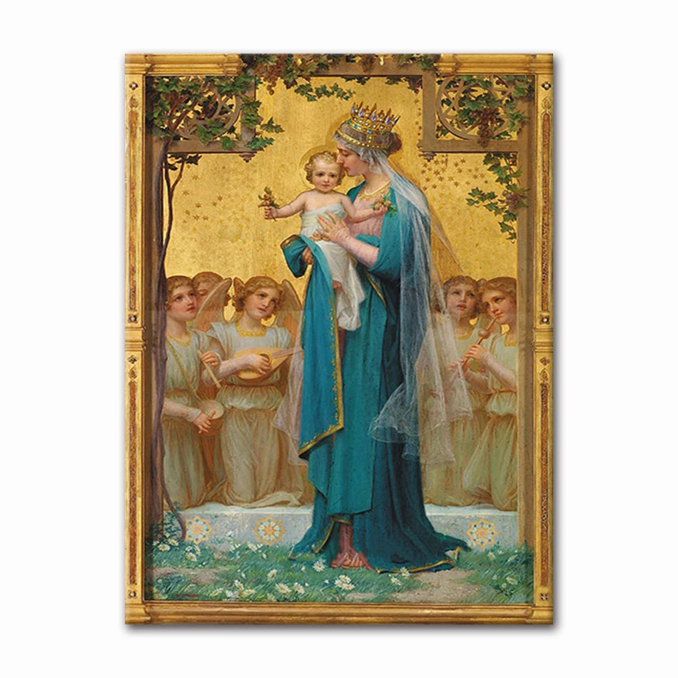 Peinture représentant la Cène avec Jésus et les disciples dans un décor doré.
