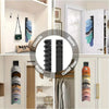 Wall-mounted cap organizer rack with ten slots displayed in a closet interior.